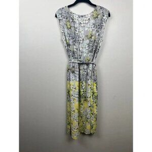 Gray and Yellow Floral Wrap Dress 2